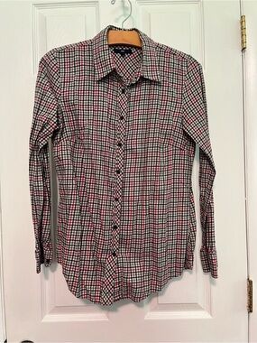 GAP Black, White & Pink Plaid Button-Down Shirt